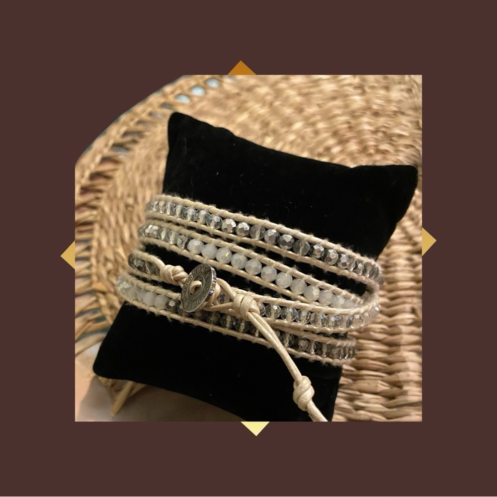 Victoria Emerson White and Silver Wrap Bracelet